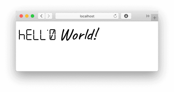 browser showing 'hello world!'