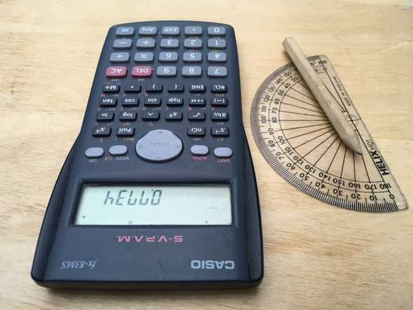 Calculator saying hello